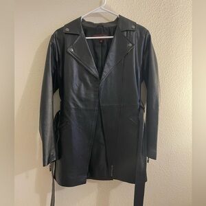 Hal Rubenstein Belted Leather Jacket size Small